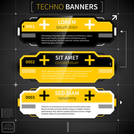 Set of three techno banners.のイラスト素材