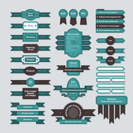 Set of ribbons, banners and badges in neoretro style. EPS10のイラスト素材