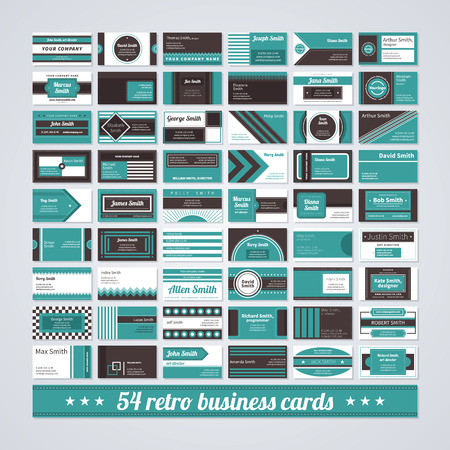 Set of 54 different business cards in retro style.のイラスト素材