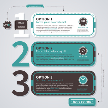 Three numbered options in retro style. EPS10.のイラスト素材