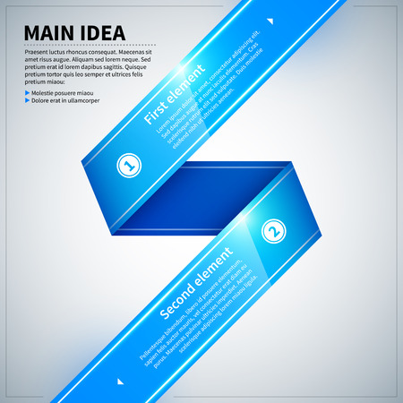 Blue glossy ribbon with two options.のイラスト素材