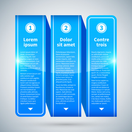 Blue glossy ribbon with three vertical options.のイラスト素材