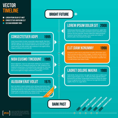 Vector timeline template on turquoise background.のイラスト素材
