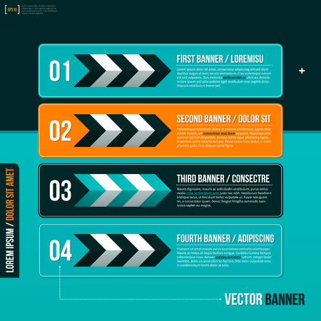 Four horizontal banners on turquoise background.  .のイラスト素材