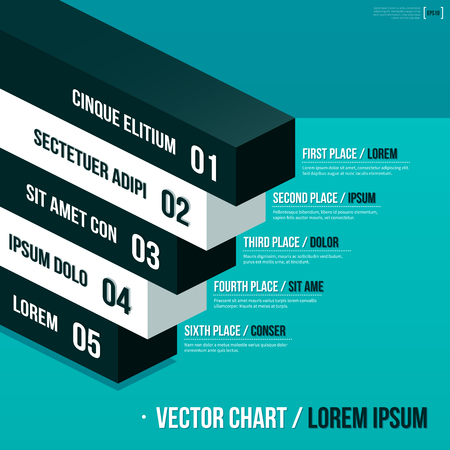 Vector chart on turquoise background.のイラスト素材