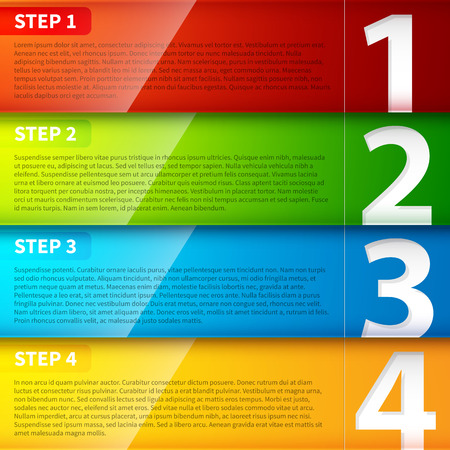 Glossy colorful banners with numbers from 1 to 4.のイラスト素材