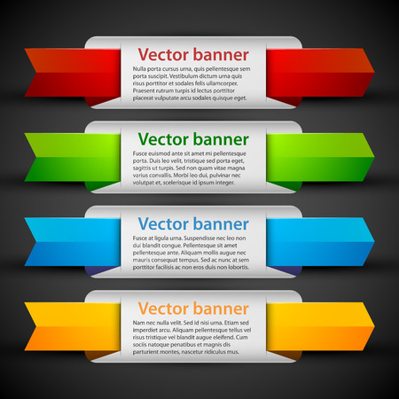4 colorful banners with cute tags. Useful for web design or advertising.のイラスト素材