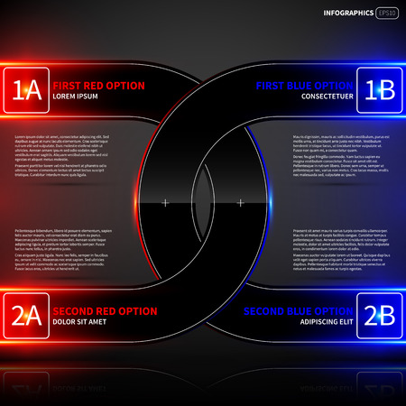 Glowing design layout with two round intersecting elements. Useful for presentations or advertising.のイラスト素材