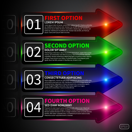 Set of 4 banners in the form of arrows. Useful for web design.のイラスト素材