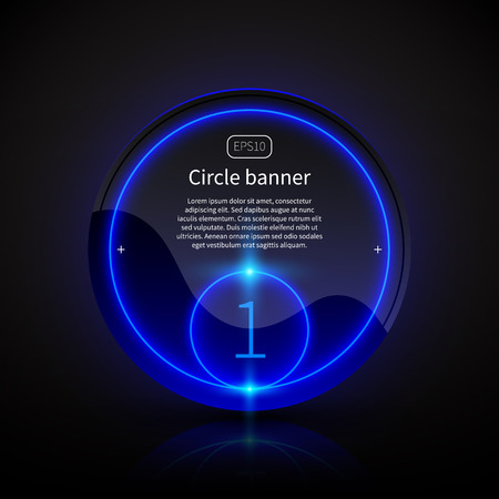Round banner with deep blue glowing elements.のイラスト素材
