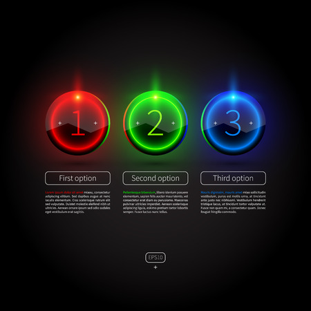 Red, green and blue icon with numbers from one to three and a place for text.のイラスト素材