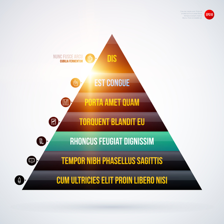 Pyramid chart template with glowing lights on white background. EPS10のイラスト素材