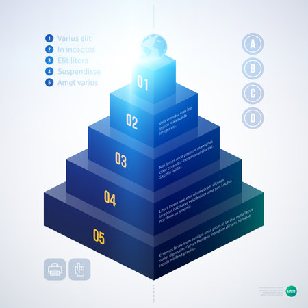 Isometric 3d pyramid chart template on white background. EPS10のイラスト素材