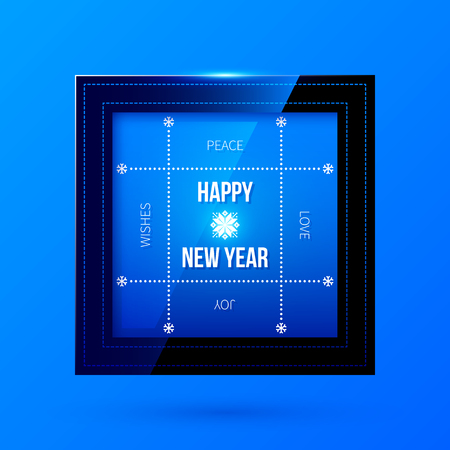 New Year and Christmas label on blue backgroundのイラスト素材