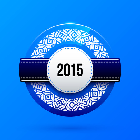 New Year and Christmas label on blue backgroundのイラスト素材