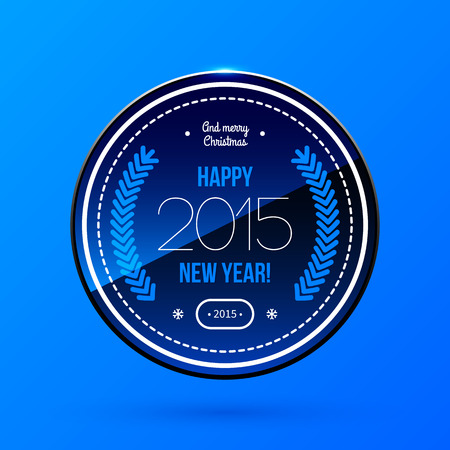 New Year and Christmas label on blue backgroundのイラスト素材