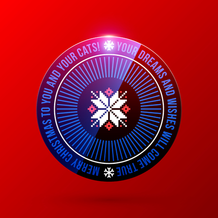 New Year and Christmas label on bright red backgroundのイラスト素材