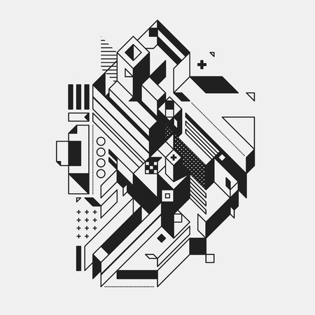 Abstract geometric element in futuristic style isolated on white background. Useful for prints and posters.のイラスト素材