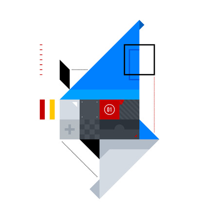 Abstract geometric composition of simple shapes. Style of Abstract art, Suprematism, Constructivism. The design element is isolated on a white background, suitable for prints, posters and covers.のイラスト素材