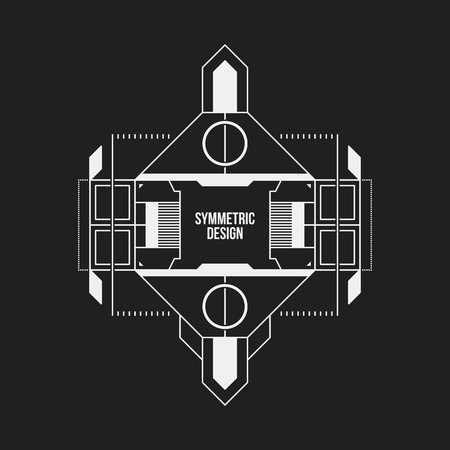 Futuristic design element on dark background. Useful as poster or print.のイラスト素材