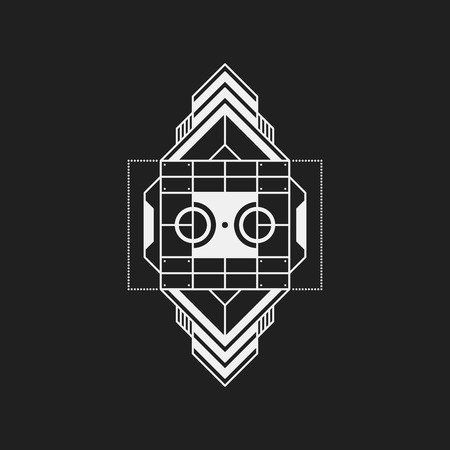 Futuristic design element on dark background. Useful as poster or print.のイラスト素材