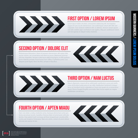 Set of four horizontal web banners on gray background. Modern business template, neutral style.のイラスト素材