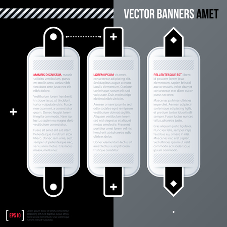 Set of three vertical web banners on gray background. Modern business template, neutral style.のイラスト素材