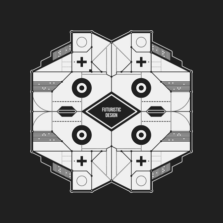 Abstract futuristic design element template. Useful for science posters and hi-tech media.のイラスト素材