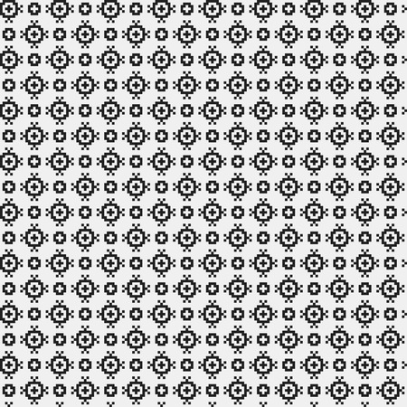 Simple pixelated pattern with monochrome geometric shapes. Useful for textile and interior design. Strict neutral style.のイラスト素材