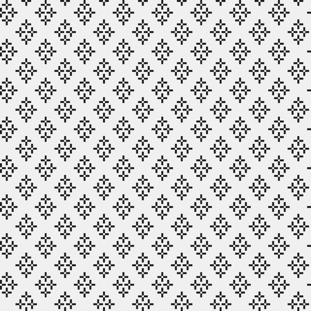Simple pixelated pattern with monochrome geometric shapes. Useful for textile and interior design. Strict neutral style.のイラスト素材