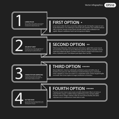 Corporate presentation template on dark background. Black and white colors. Useful for advertising, presentations and web design.のイラスト素材