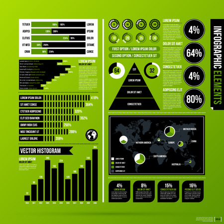 Illustration for Set of infographics elements on green background. - Royalty Free Image