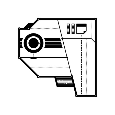 Abstract geometric composition with futuristic techno elements. Style of modern art and graffiti. The design element is isolated on a white background, suitable for prints, posters and cd covers.のイラスト素材