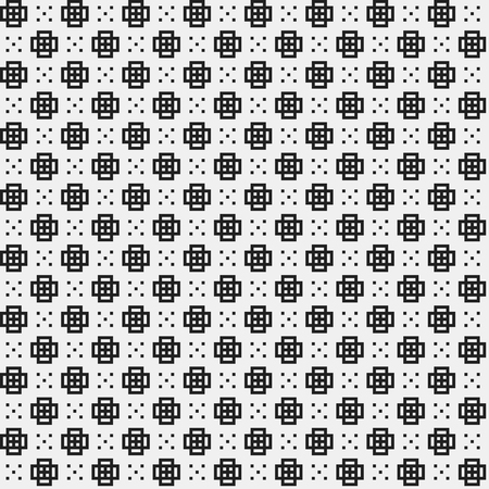 Simple pixelated pattern with monochrome geometric shapes. Useful for textile and interior design. Strict neutral style.のイラスト素材