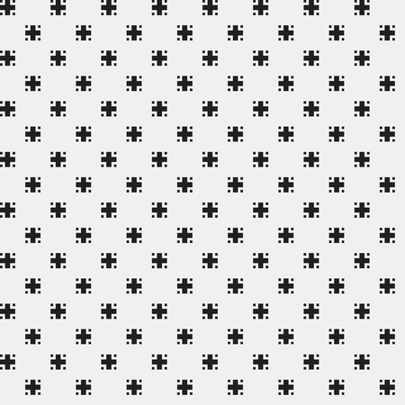Simple pixelated pattern with monochrome geometric shapes. Useful for textile and interior design. Strict neutral style.のイラスト素材