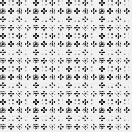 Simple pixelated pattern with monochrome geometric shapes. Useful for textile and interior design. Strict neutral style.のイラスト素材