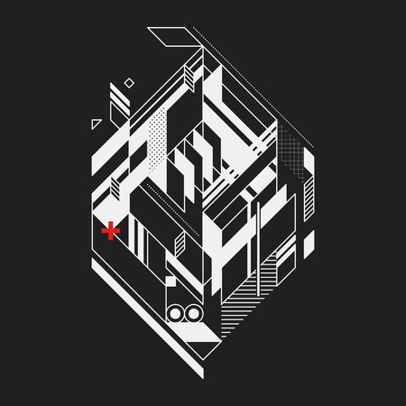 Abstract geometric element on black background. Useful for prints and posters.のイラスト素材