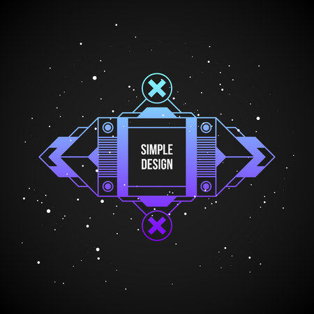 Futuristic design element in 80s style with colorful gradient on dark background. Useful as poster or print.のイラスト素材