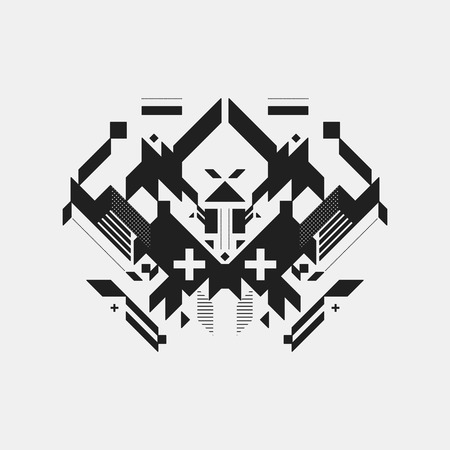 Abstract symmetric design element on white background. Geometric modern art style.のイラスト素材