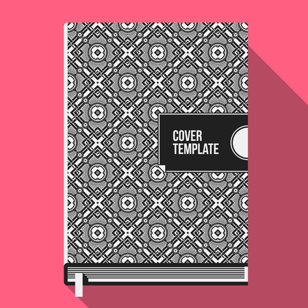 Book cover design template with monochrome geometric pattern. Useful for books, notebooks, annual reports or another media.のイラスト素材