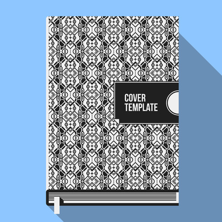Book cover design template with monochrome geometric pattern. Useful for books, notebooks, annual reports or another media.のイラスト素材