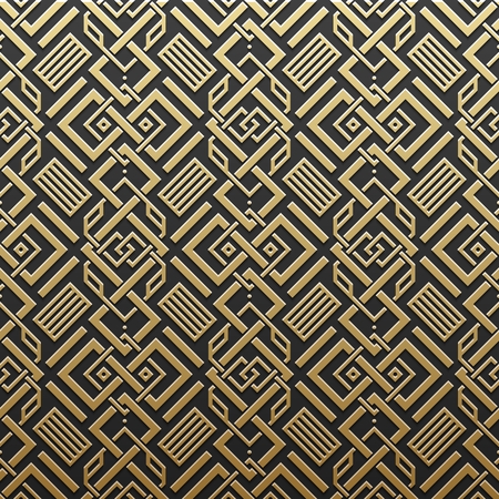 Golden metallic background with seamless geometric pattern. Elegant luxury style.のイラスト素材