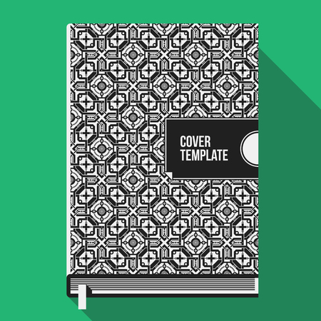 Book cover design template with monochrome geometric pattern. Useful for books, notebooks, annual reports or another media.のイラスト素材