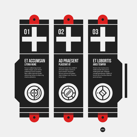 Monochrome options template in strict contrast style. Useful for presentations and web design.のイラスト素材