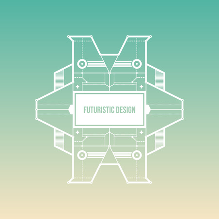 Futuristic space design levitating on gradient background. Useful for covers, prints and advertising.のイラスト素材