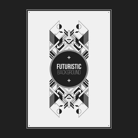 Poster/print design template with symmetric abstract element on white background. Useful for book and magazine covers.のイラスト素材