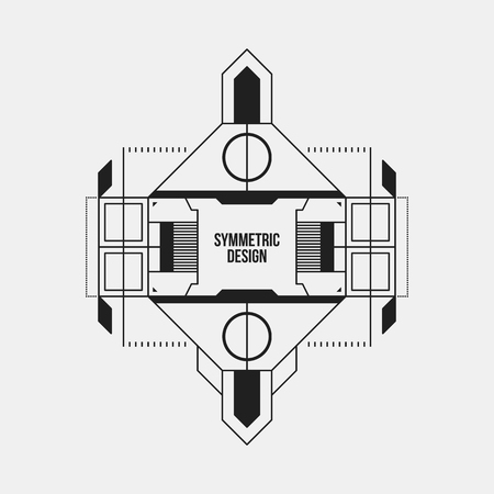 Futuristic design element on white background. Black and white colors. Useful as poster or print.のイラスト素材