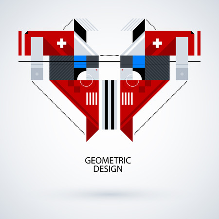 Abstract symmetric design made of geometric shapes. Useful as print, illustration, CD or book cover.のイラスト素材
