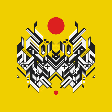 Abstract geometric design element on colorful background. Futuristic design, geometric shapes.のイラスト素材