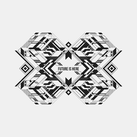 Futuristic symmetric design element on white background. Useful for prints and posters.のイラスト素材